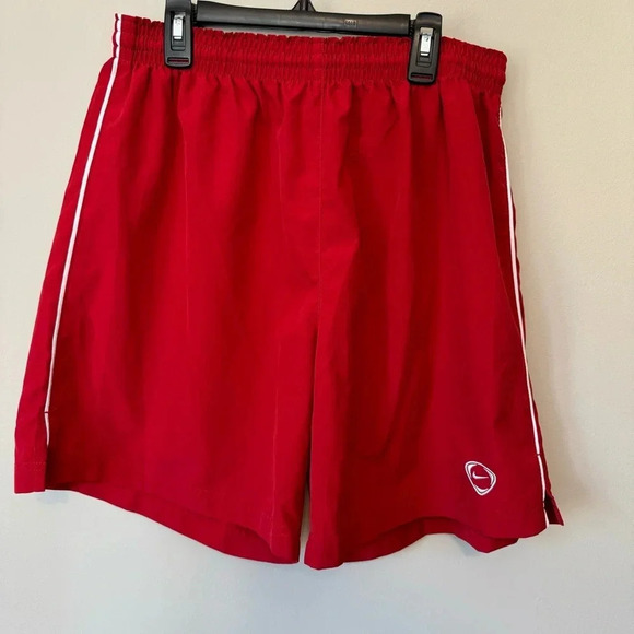 Nike Other - Vtg Nike Soccer Shorts Crimson Red Polyester White Logo 7" Inseam Size Large